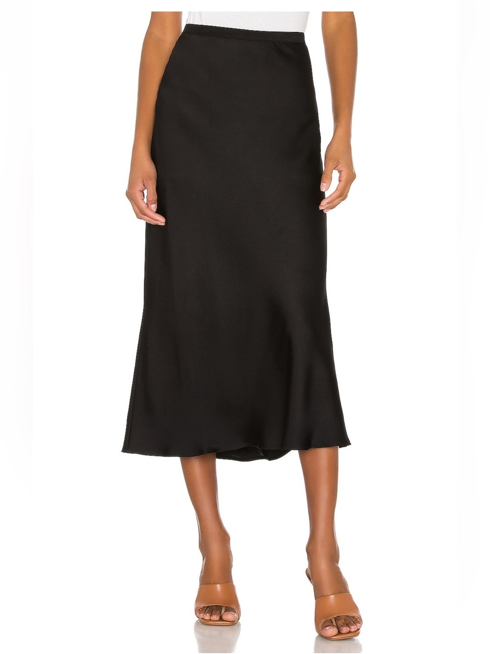 Anine Bing Black Bar Midi Silk Skirt | XXS
